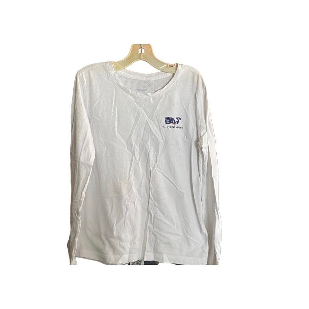 Vineyard vines girls white whale print long sleeve T-shirt S/MED